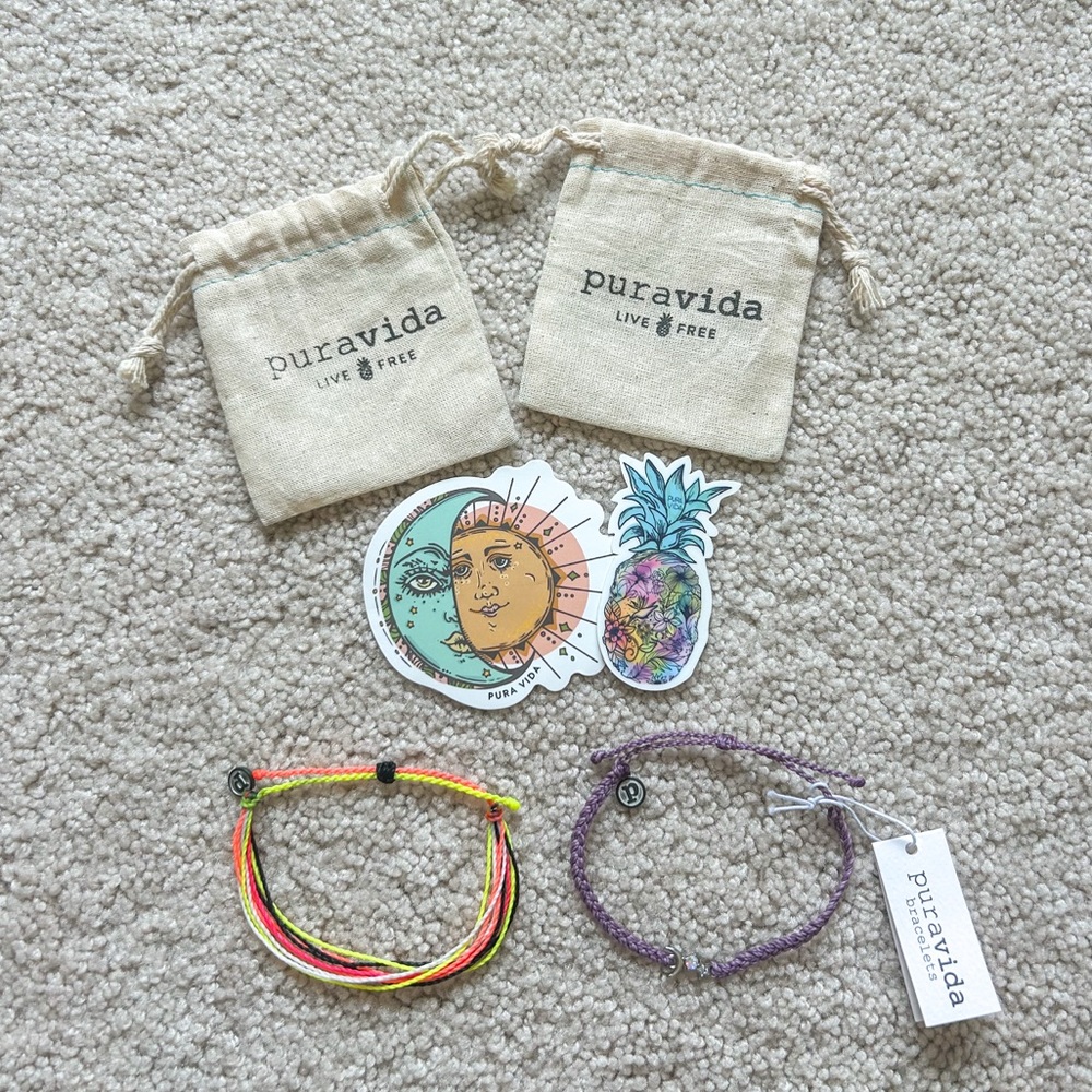 2 Pura Vida Bracelets and Stickers